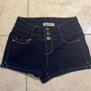 Dark denim stretch shorts